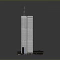 Cartoon Scene of 3D Twin Towers with Surrounding Buildings in Miniature Cityscape