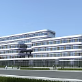 Modern Multi Storey Office Building With Glass Curtain Wall And Landscaped Area