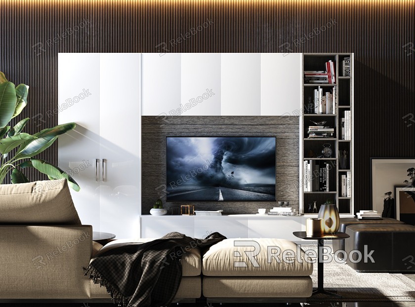 Modern TV background cabinet model