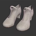 White Mary Jane Shoes With Buckle Strap And Medium Block Heel For Daily Casual Wear