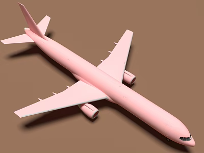 Pink Airplane With Sleek Body And Side View On Brown Background 3d model
