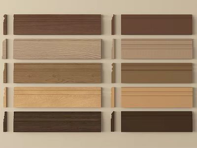 Decorative Wooden Lines Showcase With Different Shades And Natural Wood Grain 3d model