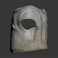Textured Fabric Pouch In Light Gray With Folded Top And Knot Detail