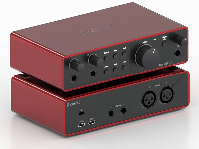 Focusrite Red Stacked Dual Audio Interface Units For Home Entertainment System 3d model