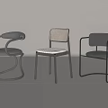 Diverse Modern Dining Chairs Featuring Metal Frames Woven Seats And Unique Backrests 3d model