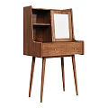 Modern Wooden Dressing Table Interior With Mirror Drawers And Open Shelves