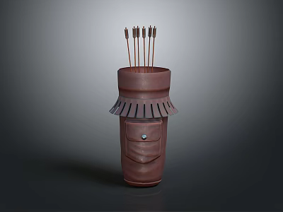 Brown Leather Quiver with Arrows for Daily Use Living Supplies 3d model