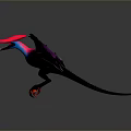 Fantasy Pterosaur 3D Model with Purple Pink Black Wings and Red Claws on Gray Background