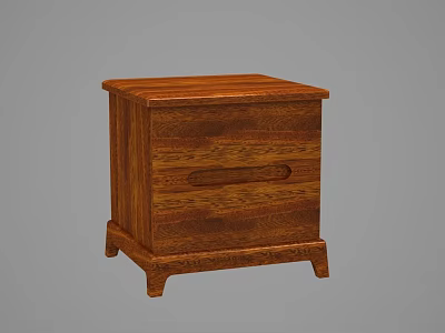 Classic Wooden Bedside Table With Single Drawer And Carved Legs Design 3d model