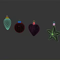 Golden Decorative Ornament Set with Pinecone Ball Heart and Star Shapes for Home Decor