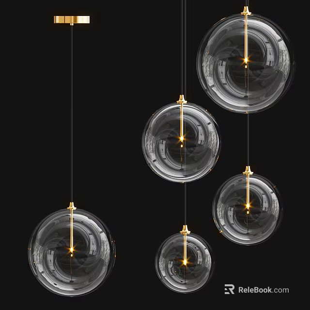 Modern Glass Globe Chandeliers With Multiple Hanging Design And Warm Light For Interior Decoration 3d model 