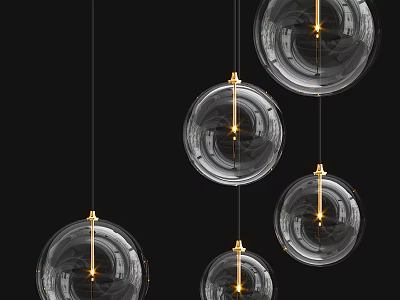 Modern Glass Globe Chandeliers With Multiple Hanging Design And Warm Light For Interior Decoration 3d model
