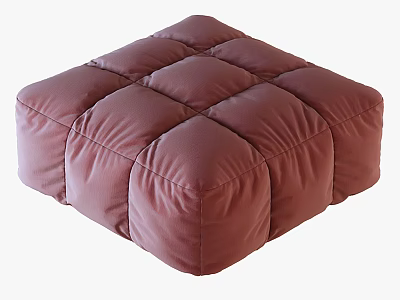 Modern Burgundy Single Chair With Plush Quilted Fabric And Padded Square Panels 3d model