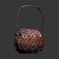 Red Bamboo Woven Basket With Handle And Hollow Design For Daily Use