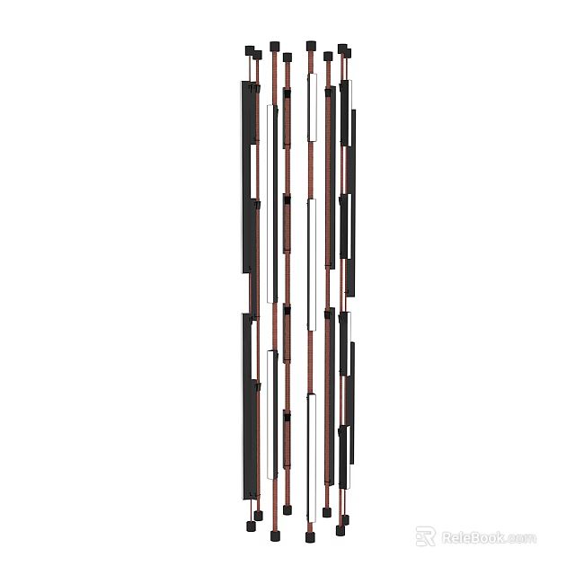Elegant Modern Stripe Design Black Metal Chandelier for Living Room Decoration 3d model 