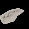 Modern Beige Sectional Sofa With Geometric Design Plush Cushions And Metal Base