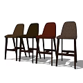 Four Modern Bar Stools With High Back Design And Different Colored Upholstered Seats 3d model