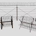 Roadside Security Fencing With Coiled Barbed Wire And Steel Posts For Protection