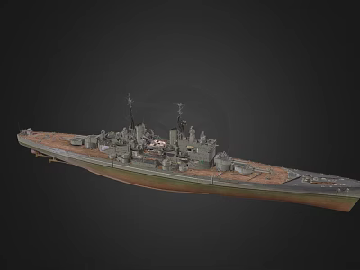 Detailed Warship 3D Model With Deck Structure And Military Design 3d model