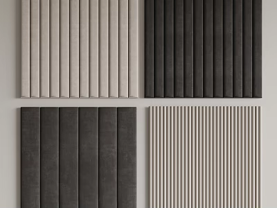 Vertical Slat Wall Panels in Modern Design with Gray Black and Light Neutral Tones 3d model