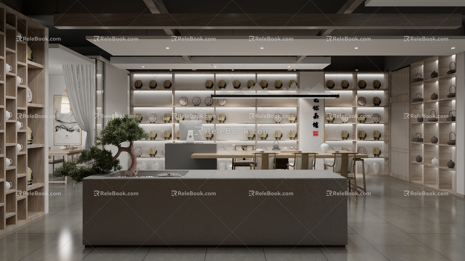 New Chinese Tea Shop Tea Room 3d model