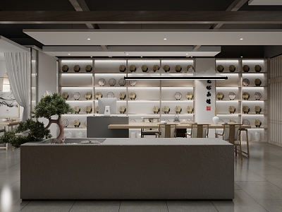 New Chinese Tea Shop Tea Room 3d model