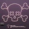 Neon Lamp Combination with Skeleton Skull and Crossbones Neon Tube Purple Background Design