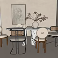 Quiet Dining Table and Chair Combination Dining Table and Chair 3d model