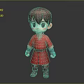 Cartoon Man with Red Hair Wearing Red Robe Blue Wrist Guards and Brown Boots
