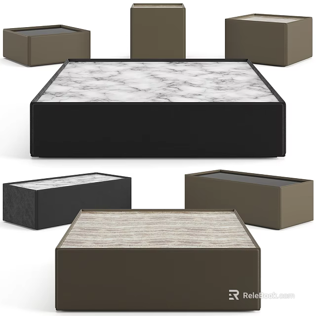 Modern Coffee Table Designs Featuring Marble Tops And Black Brown Frames 3d model