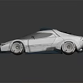 White Sports Car with Sleek Aerodynamic Body Large Alloy Wheels Transparent Windshield Modern Concept Design