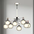 Modern Minimalist Chandelier With White Glass Shades And Gold Metal Frame