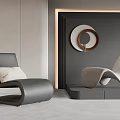Modern Leisure Chairs with Unique Curved Design Black and Light Gray Upholstery