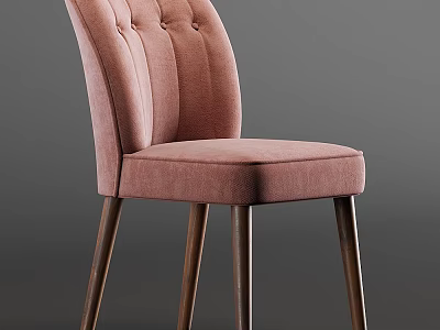 Stylish Pink Upholstered Chair With Tufted Back And Durable Wooden Legs Design 3d model