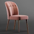 Stylish Pink Upholstered Chair With Tufted Back And Durable Wooden Legs Design