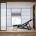 Contemporary Lounge Chair In Bright Interior With Window Pendant Lamp Side Table And Rug