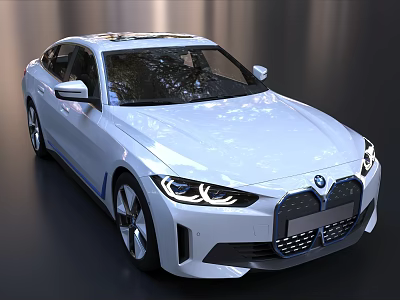 White BMW Electric Car With Modern Sleek Body LED Headlights And Sunroof 3d model