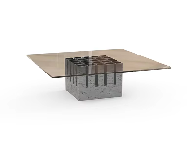Modern Glass Top Coffee Table With Sturdy Concrete Base And Minimalist Design Features 3d model