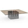 Modern Glass Top Coffee Table With Sturdy Concrete Base And Minimalist Design Features