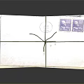 Vintage Style Decorative Ornament Set with Stack of Envelopes Tied with String and Stamps