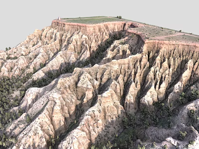 Scenic Natural Landscape Of Eroded Cliffs With Grass Covered Top And Vegetation At Base 3d model