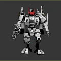 Mechanical Sci Fi Robot Character Featuring Red Head And Armored Weapon Design 3d model