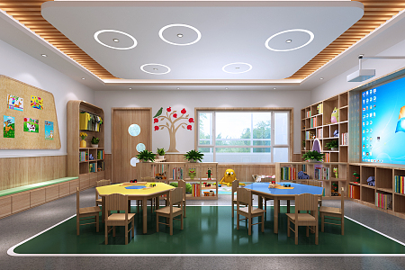 Modern Kindergarten Classroom Reading Room Activity Room Sound and Body Room Music Room Art Room Painting Room Multi-function Hall Early Education Center 3d model