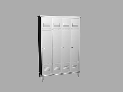 Sturdy Metal Four Door Locker Cabinet With Ventilation Holes Locks And Supporting Legs 3d model