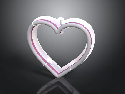 Heart Shaped Inflatable Ring With Pink Stripes For Summer Water Fun 3d model