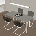 Modern Dining Set With White Table Transparent Chairs And Tray Dinnerware 3d model