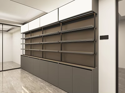 Modern Decorative Cabinet Interior Design With Multiple Shelves And Storage Cabinets 3d model