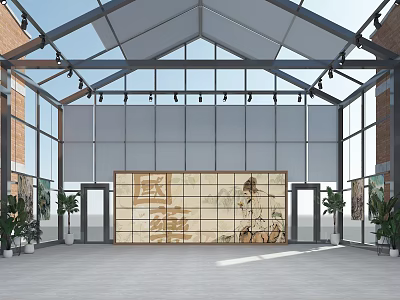 Modern Industrial Factory Building With Glass Curtain Walls Steel Roof And Decorative Panels 3d model