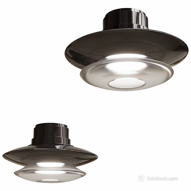 Stylish Black Downlights and Spotlights with Modern Round Design and LED Illumination 3d model 