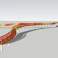 Modern bridge landscape bridge curve railing color gradient 3d model